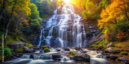 Amicalola Falls State Park, Georgia: Majestic Waterfall with Bokeh Background photo