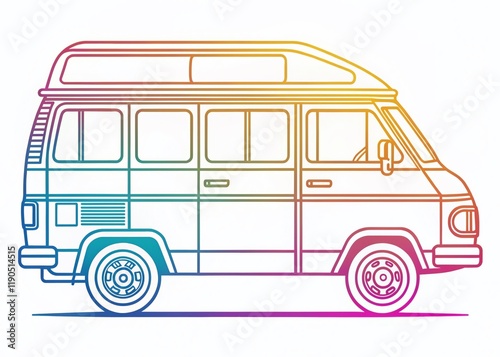 Camper Van Line Drawing,  Adventure Vehicle Sketch,  Travel Illustration,  Hand Drawn Van Graphic,  White Background