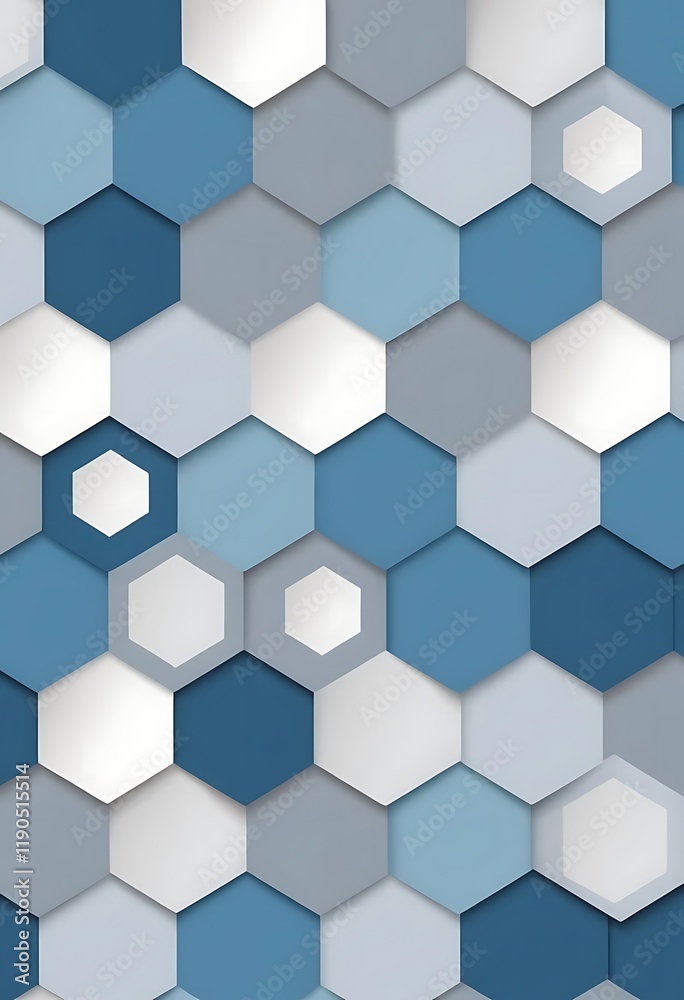 Fototapeta premium Abstract Hexagon Pattern in Shades of Blue and White