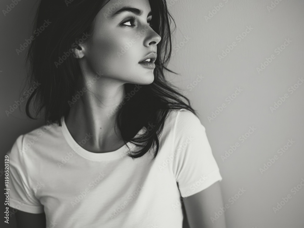 Woman looks up Woman looks up