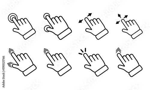 Set Of Hand Clicking Icon, Simple Icon Vector Design, best used for presentation, application, web and banner