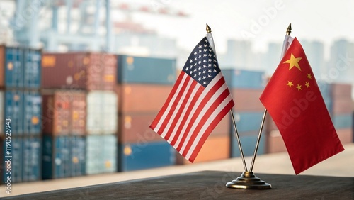 USA and CHINA flag trade war symbolic relation