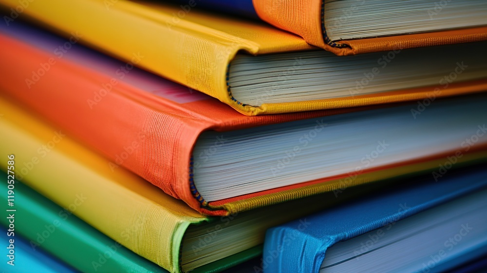 Colorful hardback books stacked close-up. Colorful hardback books stacked close-up.