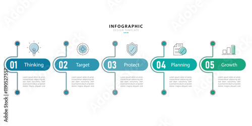 Timeline Creator infographic template. 5 Step timeline journey, calendar Flat simple infographics design template. presentation graph. Business concept with 5 options, gantt vector illustration.