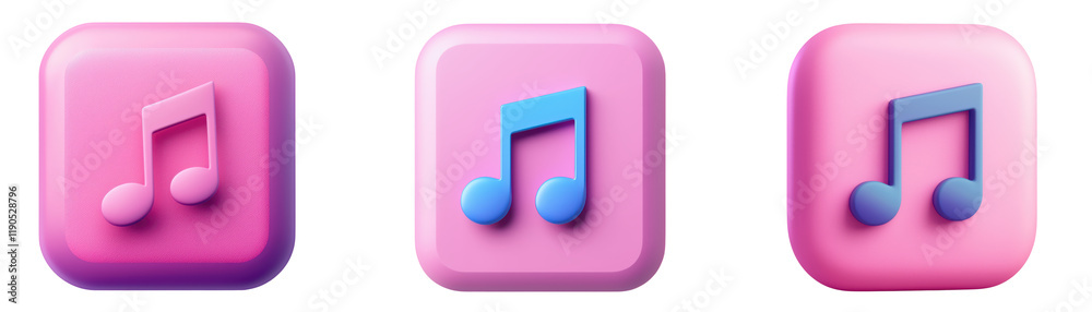 Colorful music note icons in pink and blue tones with modern style Colorful music note icons in pink and blue tones with modern style