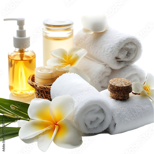 spa setting with towel and orchid