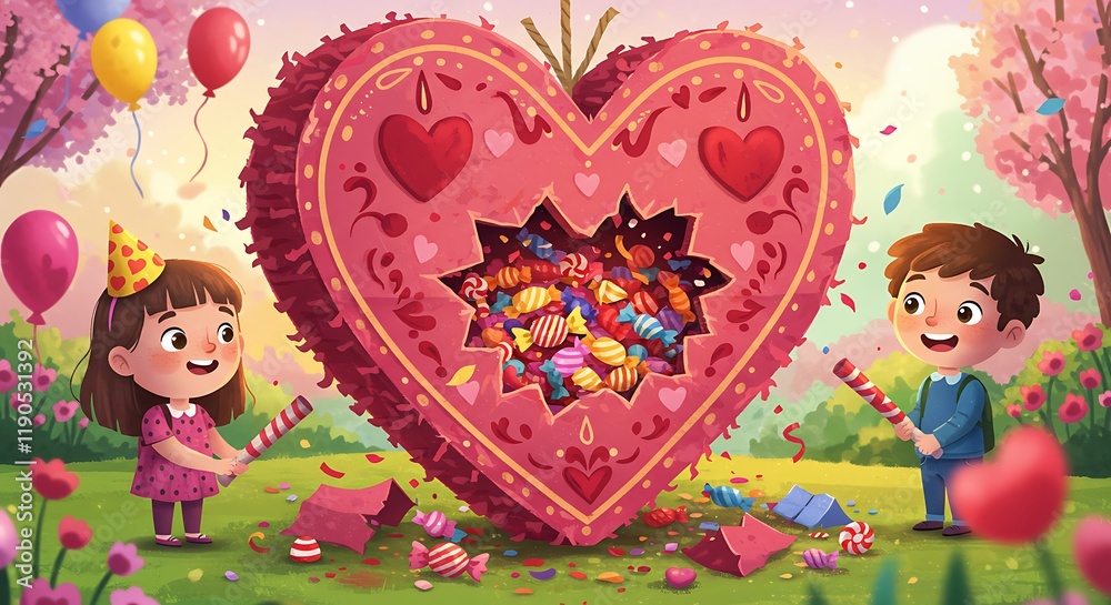 Fototapeta premium Sweet Heart PiÃ±ata Party.