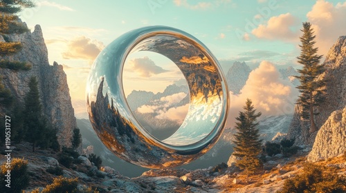 Wallpaper Mural Mountain sunrise portal reflection landscape art Torontodigital.ca