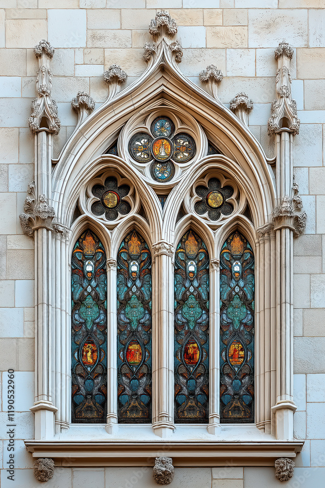 Obraz premium A closeup Image of a Gothic Window. Intricate details. Created with Generative AI technology