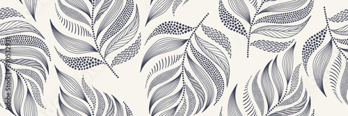 Abstract floral background with leaf seamless pattern with dotted flat style.