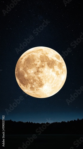 The full moon glowing brightly amidst vibrant constellations, supernatural beams illuminating the heavens