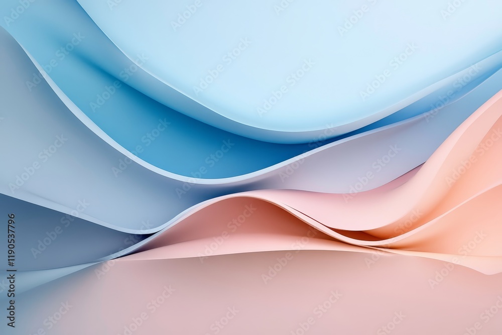 Fototapeta premium Abstract fluid wave design in soft pastel pink and blue tones for modern art aesthetics