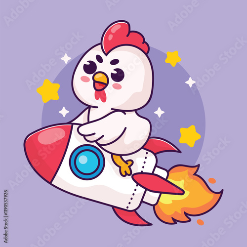 Cute Rocket Chicken Mascot
