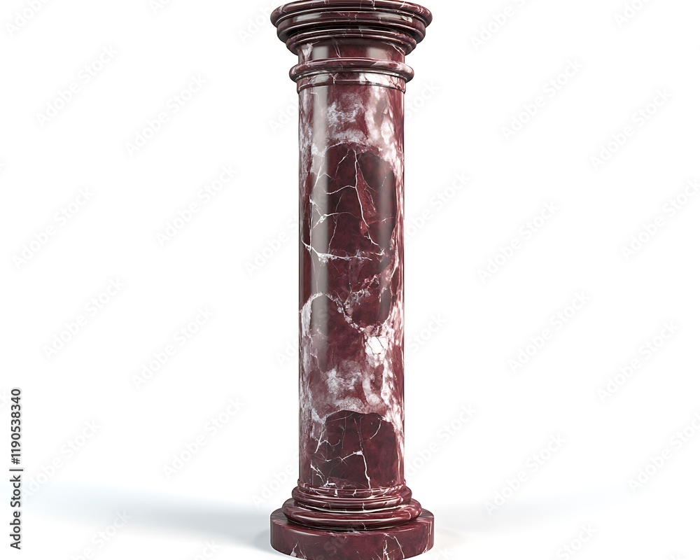 Luxurious red marble pillar in 3D, isolated on white, front-facing, ultra-detailed, Luxurious red marble pillar in 3D, isolated on white, front-facing, ultra-detailed,