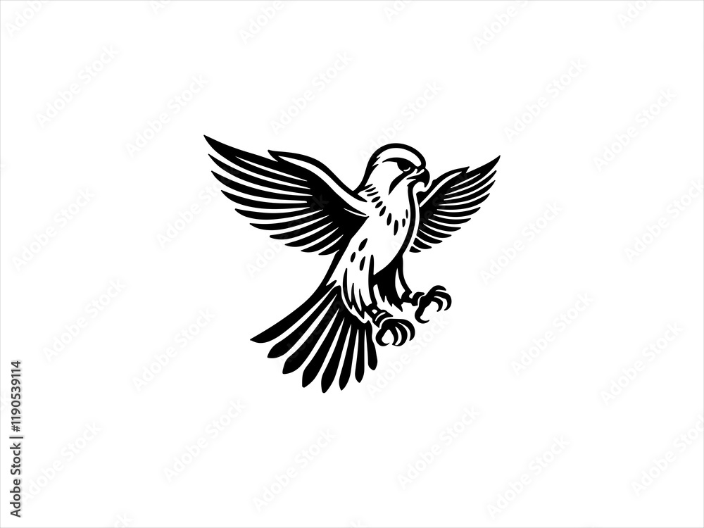 Fototapeta premium Black and White line art falcon design vector,,,,