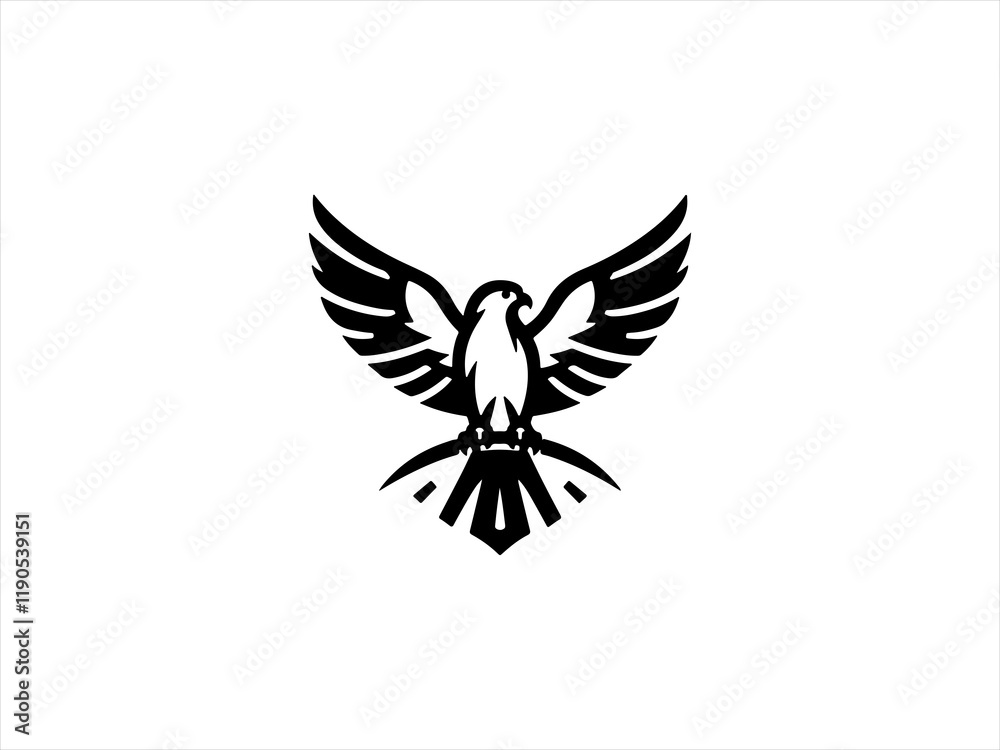Obraz premium Black and White line art falcon design vector,,,,