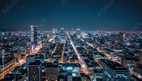 Wallpaper Mural Stunning aerial view of bustling city lights at night, urban vibrancy Torontodigital.ca