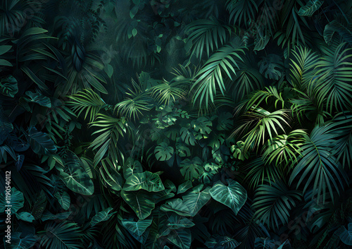 Wallpaper Mural Lush Tropical Foliage with Sunlight Filtering Through in a Mystical Rainforest Torontodigital.ca