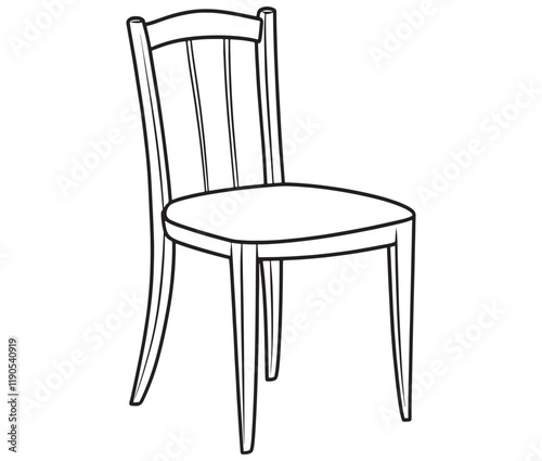 Chair isolated on white, Line art cartoon chair 