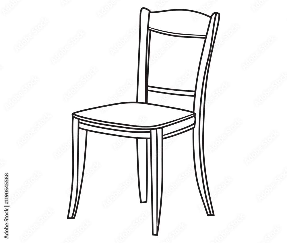 Chair isolated on white, Line art cartoon chair Chair isolated on white, Line art cartoon chair