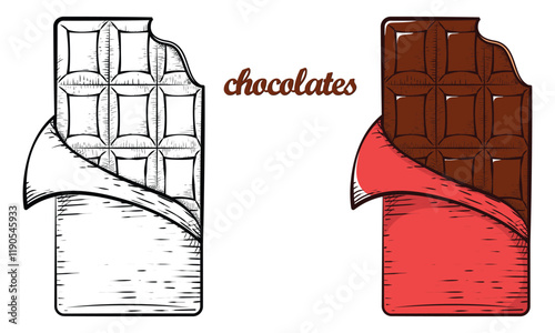 chocolates hand drawn engrave style vector art icon