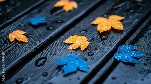 A wet wooden surface