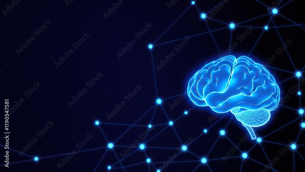 Glowing Brain Connected By A Network Of Light Glowing Brain Connected By A Network Of Light
