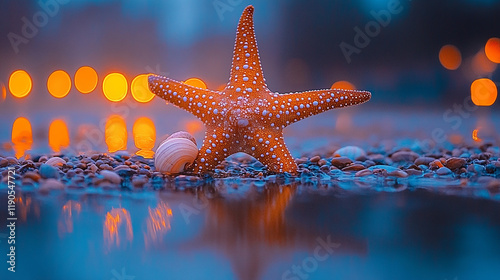 A pebbled surface reflected in water