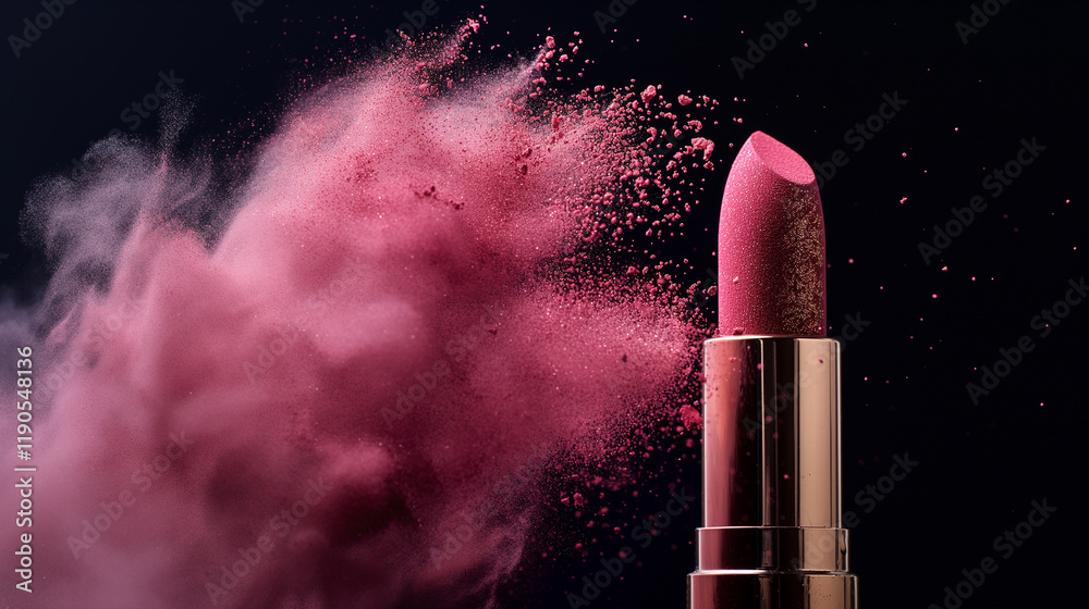 Fototapeta Lipstick cosmetics makeup beauty pink powder aesthetic fashion elegance photo style