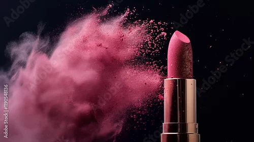 Obraz Lipstick cosmetics makeup beauty pink powder aesthetic fashion elegance photo style