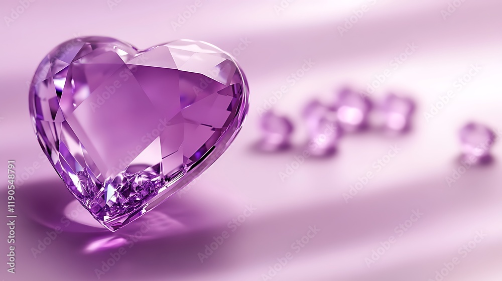 A Large Purple Heart Shaped Gemstone with Smaller Ones A Large Purple Heart Shaped Gemstone with Smaller Ones