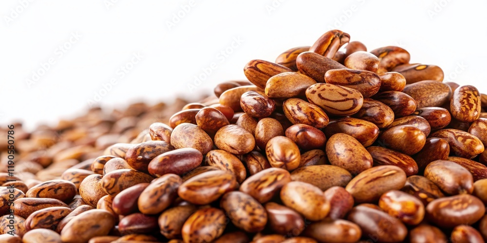 Dried Brown Beans Heap, Close-Up, Isolated on White Background - High-Resolution Stock Photo Dried Brown Beans Heap, Close-Up, Isolated on White Background - High-Resolution Stock Photo