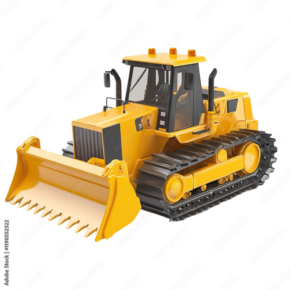 Powerful Yellow Bulldozer: A 3D Render of Construction Machinery