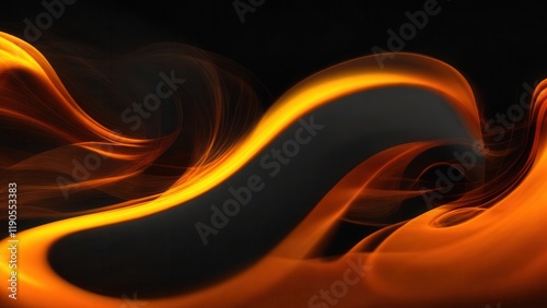Abstract Curves Flowing Waves of Radiant Orange Energy
