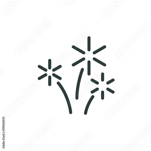Festive fireworks outline icon. Line sign celebration firecracker. Vector isolated pictogram for web and app on white background editable stroke.