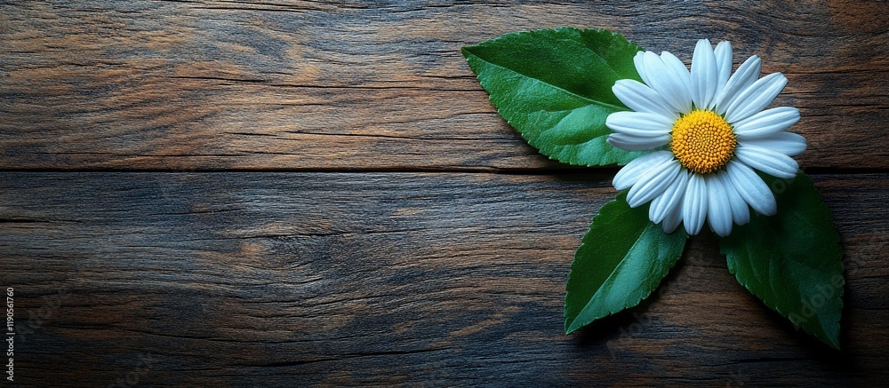 Obraz premium Serene Daisy on Rustic Wood: A Still Life Photography