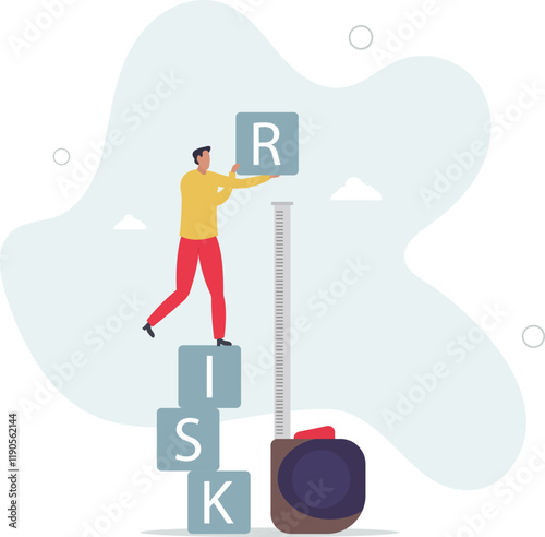 Risk assessment, analyze potential danger level, measure money loss acceptable for investing, control or limit loss concept.flat characters.