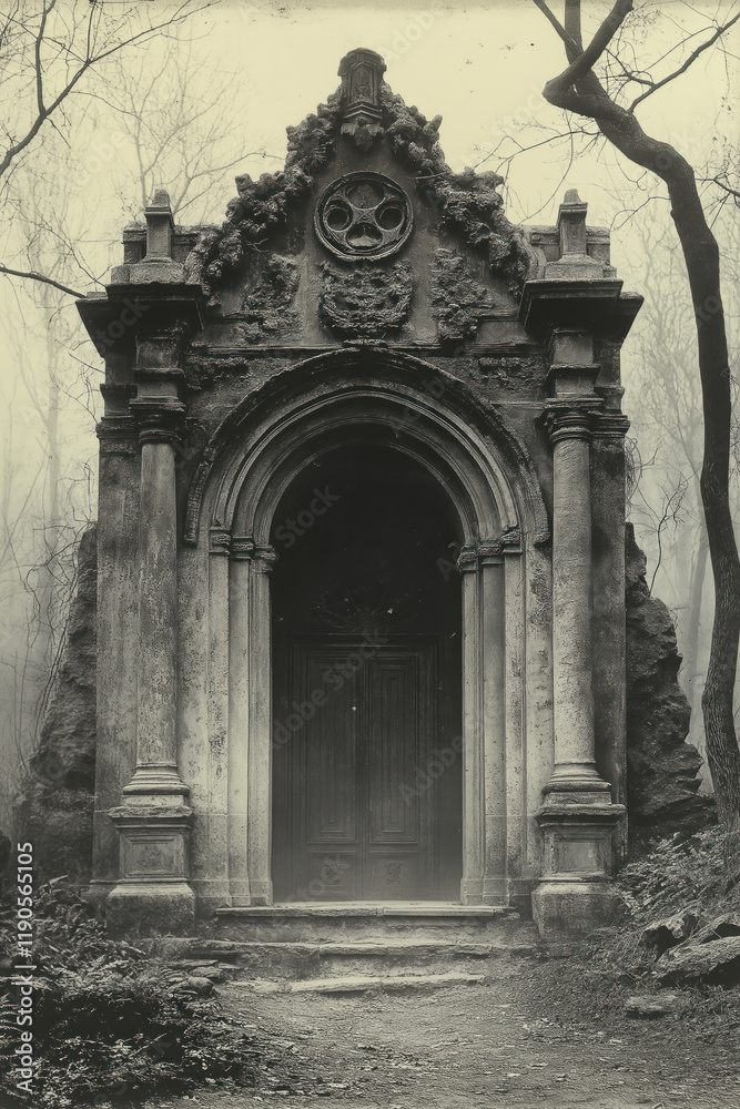 old church door. Medieval ruin. Elevated horror. Created with Generative AI technology old church door. Medieval ruin. Elevated horror. Created with Generative AI technology