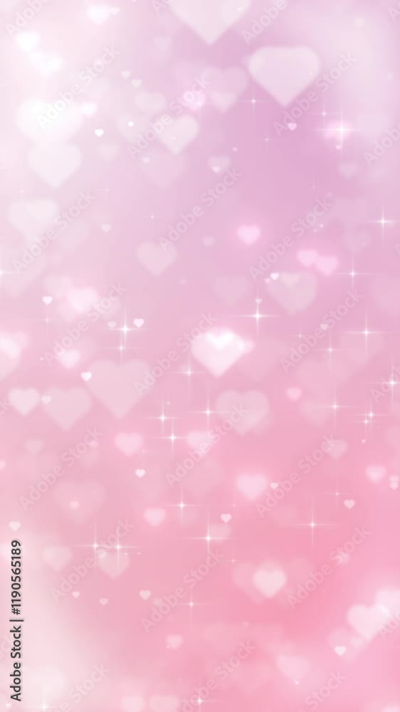 Heart glitter sparkles.Pink abstract bokeh background.Loop video. (135)
