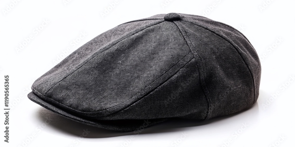Black Flat Cap Silhouette Overhead View: Isolated White Background Stock Photo Black Flat Cap Silhouette Overhead View: Isolated White Background Stock Photo