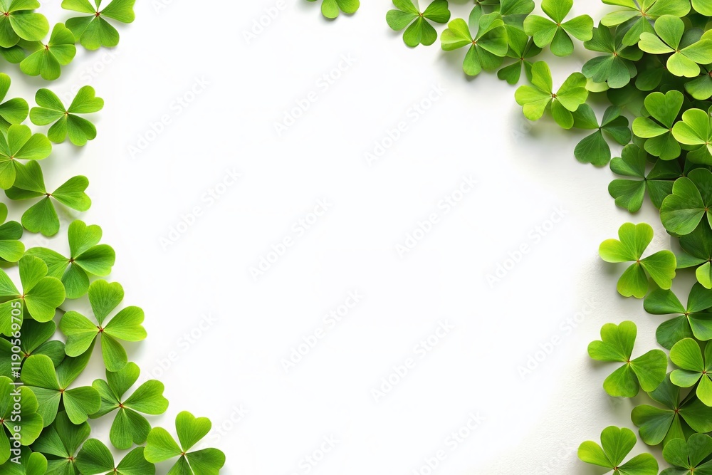 Elegant Shamrock Border Frame on White Background - St. Patrick's Day Design