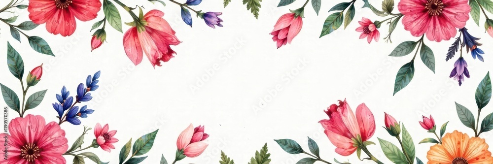 Obraz premium Seamless watercolor floral pattern, vibrant wildflowers, spring, rustic, pattern
