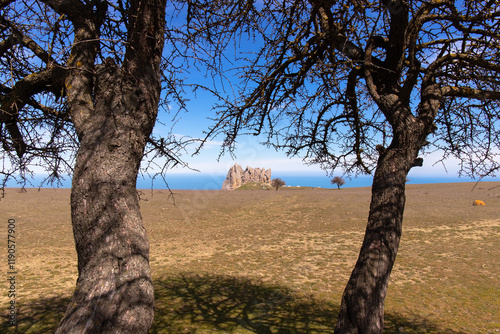 Sacred mountain five fingers Beshbarmag. Baku. Azerbaijan. photo