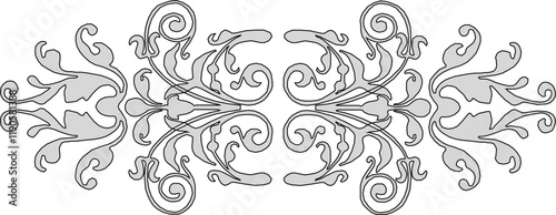 vector sketch, silhouette illustration, European traditional ethnic, vintage, classic floral ornament decoration design.eps