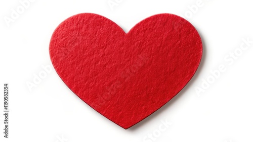 A red heart shape sticker isolated on a white background with subtle texture, highlighting its vibrant and playful design elements , texture, isolated