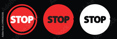 Stop red sign icon