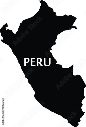 black silhouette vector design of peru map