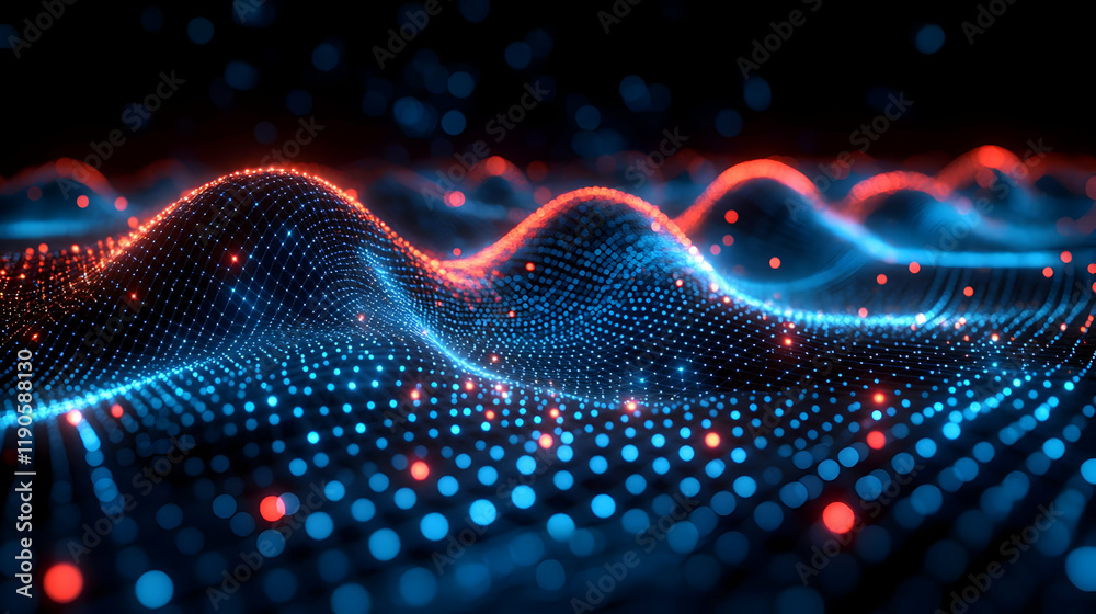 Abstract Blue and Red Glowing Particle Wave Background Abstract Blue and Red Glowing Particle Wave Background