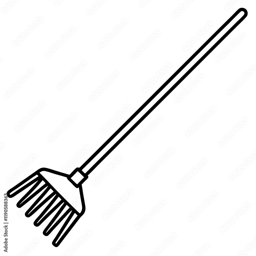Naklejka premium Elegant Gardening Rake Vector Design