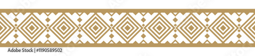 Gold ethnic border ornament. Geometric ethnic oriental seamless pattern. Stripe vector illustration. Native American Mexican African Indian tribal. Design border, textile, fabric, clothing, carpet.